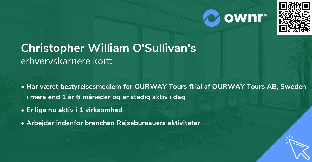 Christopher William O'Sullivan's erhvervskarriere kort