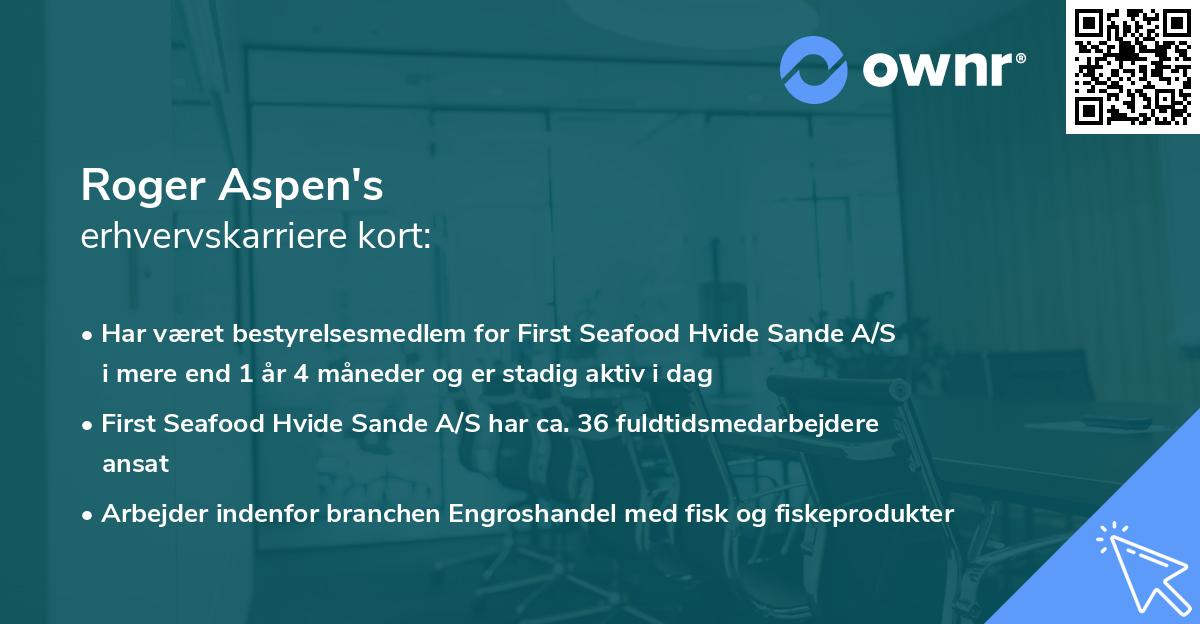 Roger Aspen's erhvervskarriere kort