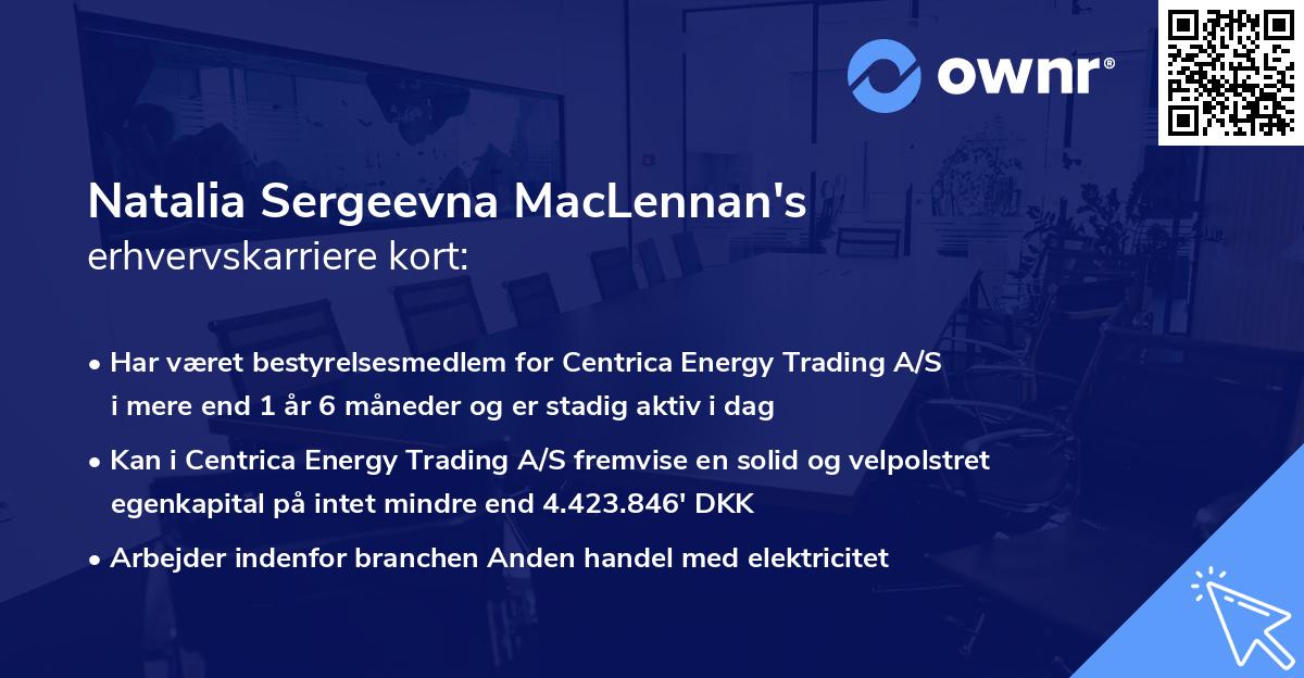 Natalia Sergeevna MacLennan's erhvervskarriere kort