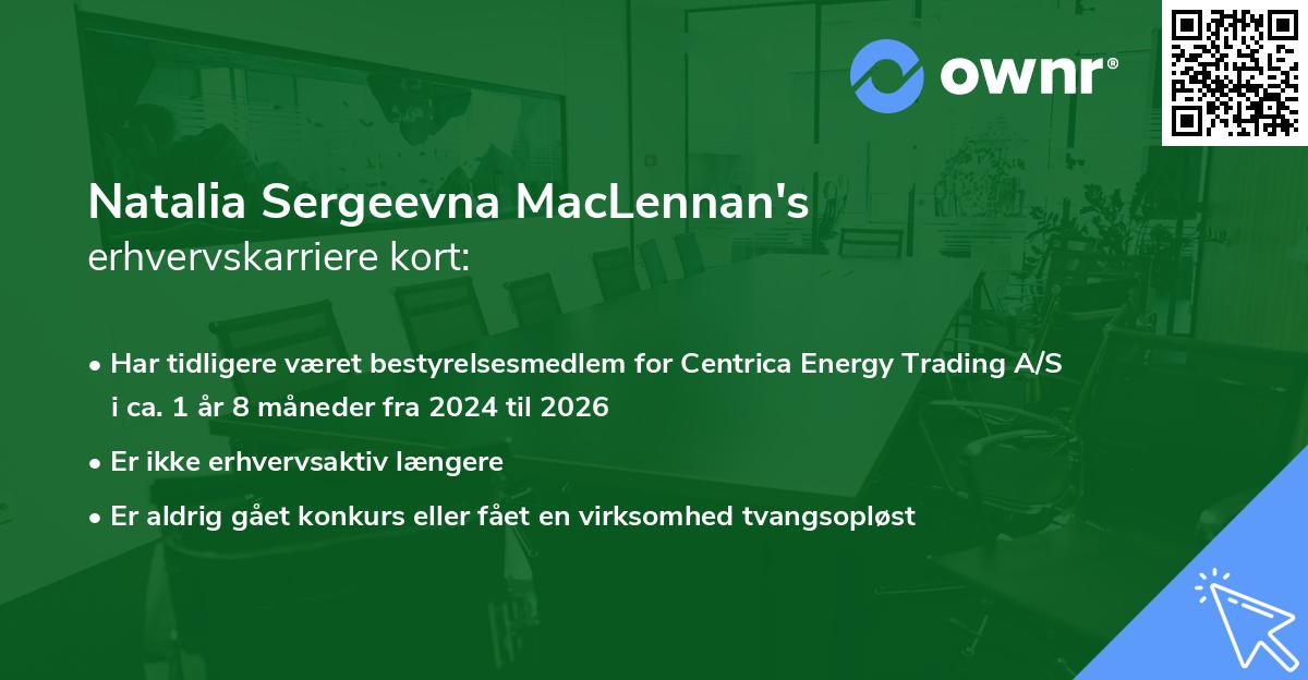 Natalia Sergeevna MacLennan's erhvervskarriere kort