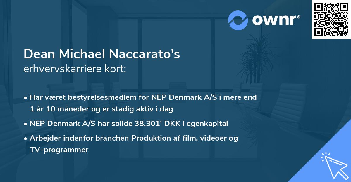 Dean Michael Naccarato's erhvervskarriere kort