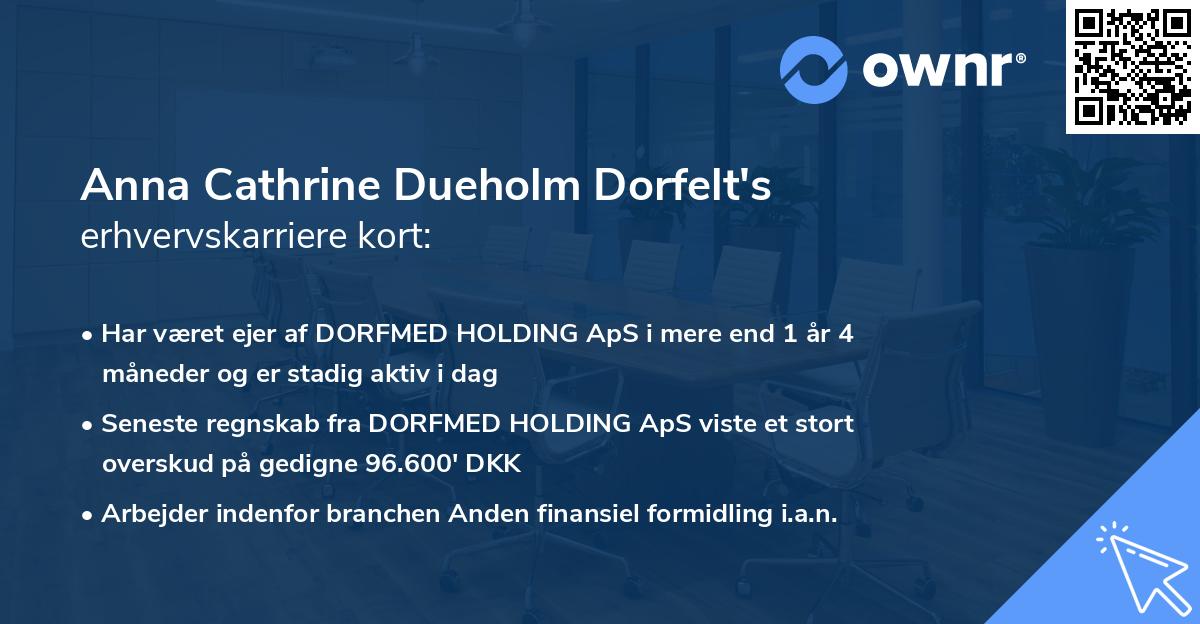 Anna Cathrine Dueholm Dorfelt's erhvervskarriere kort