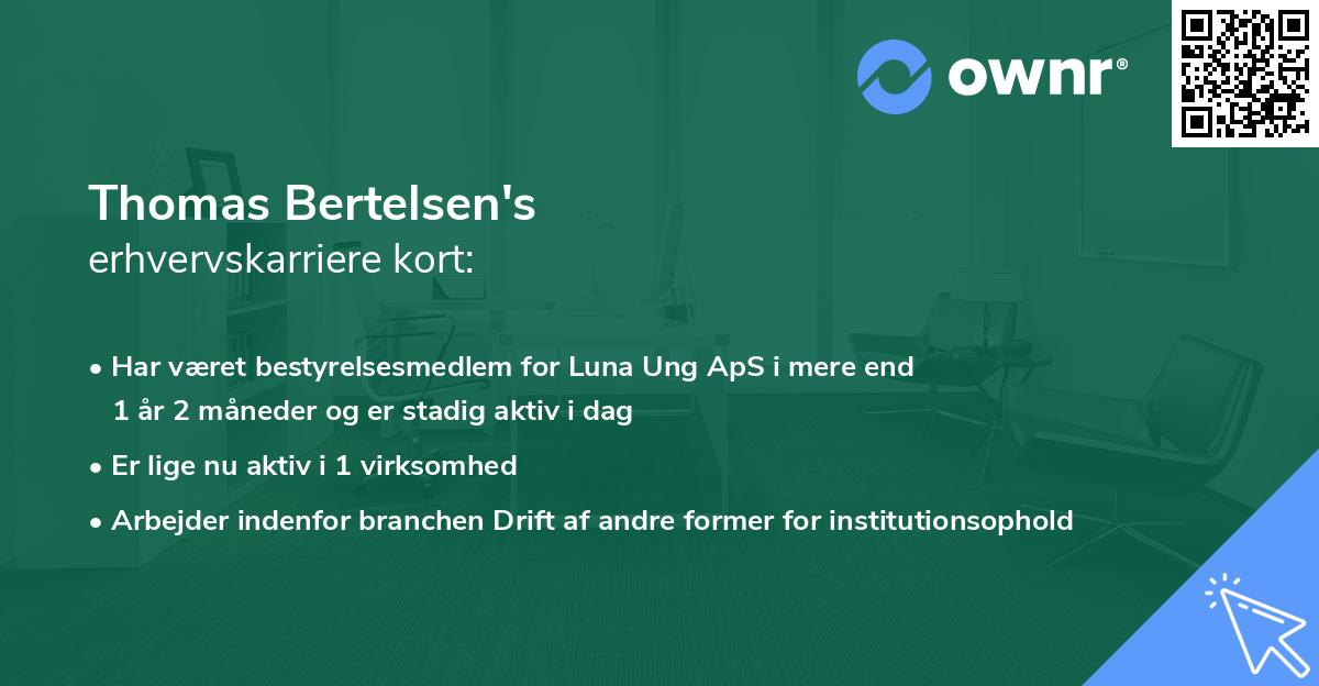 Thomas Bertelsen's erhvervskarriere kort