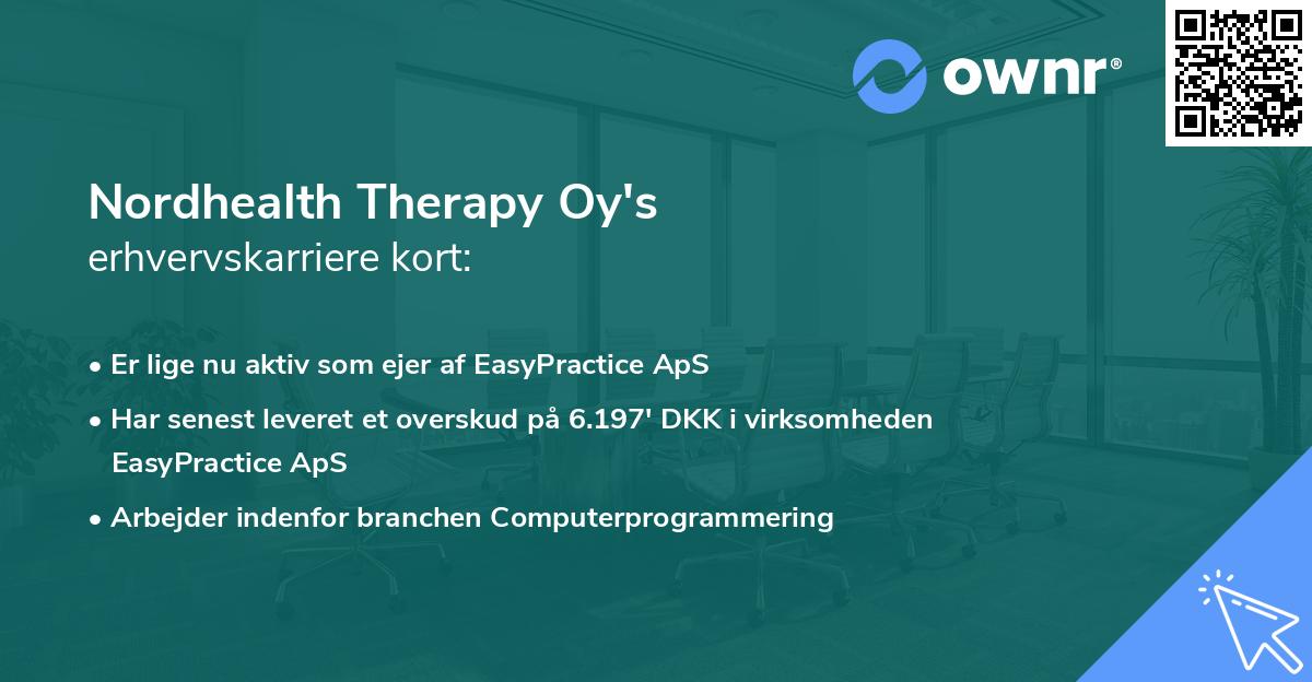 Nordhealth Therapy Oy's erhvervskarriere kort