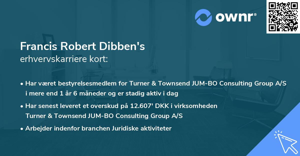 Francis Robert Dibben's erhvervskarriere kort