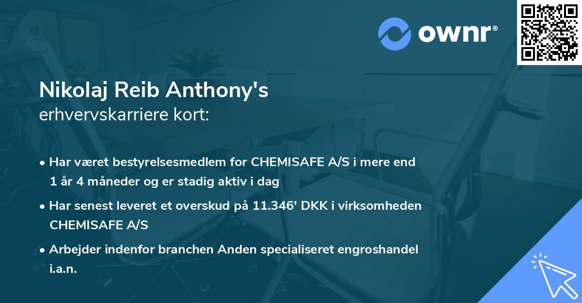 Nikolaj Reib Anthony's erhvervskarriere kort