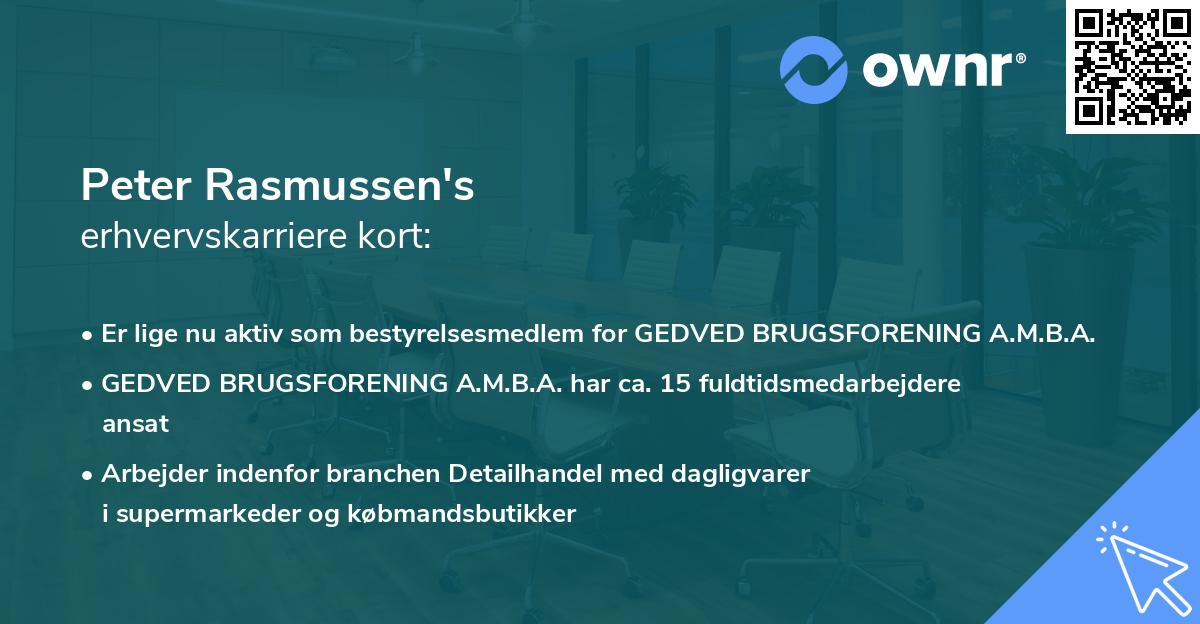 Peter Rasmussen's erhvervskarriere kort