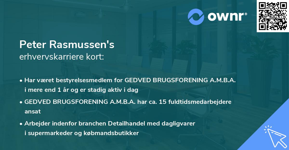 Peter Rasmussen's erhvervskarriere kort