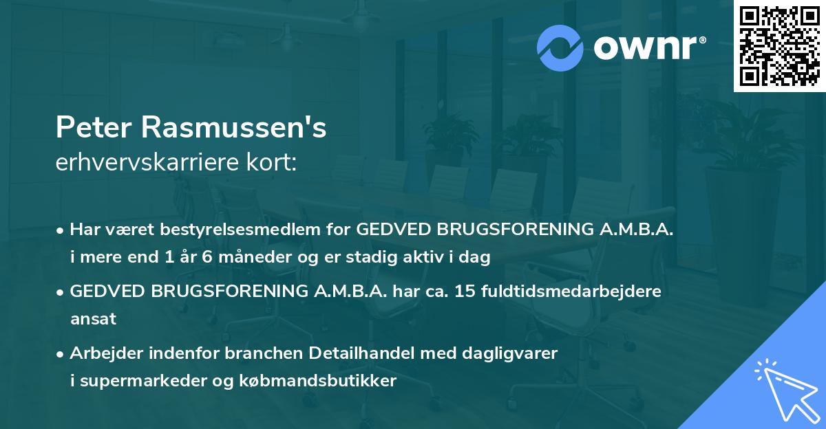 Peter Rasmussen's erhvervskarriere kort