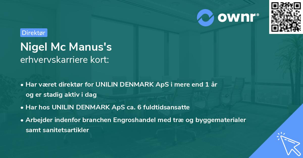 Nigel Mc Manus's erhvervskarriere kort