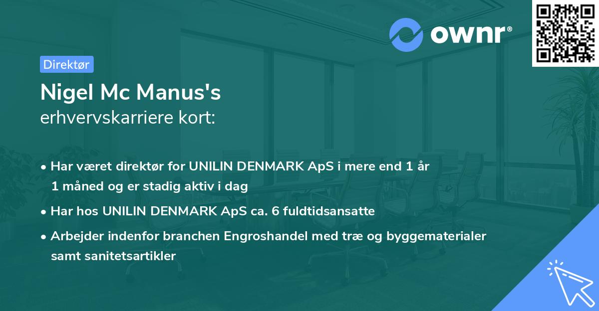 Nigel Mc Manus's erhvervskarriere kort