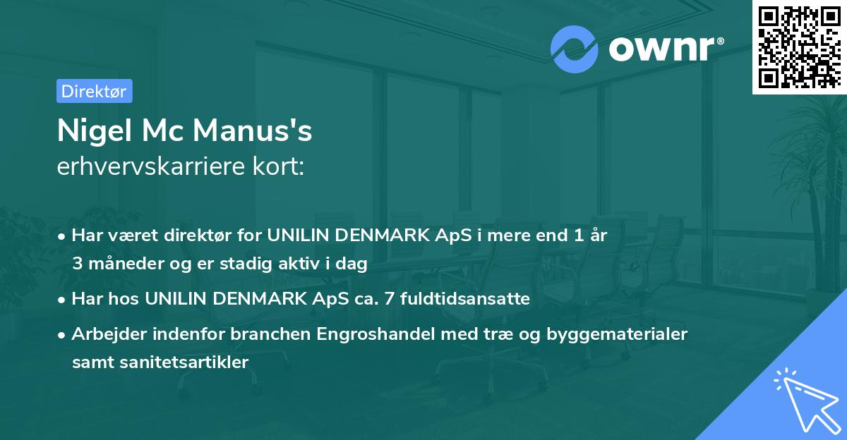 Nigel Mc Manus's erhvervskarriere kort