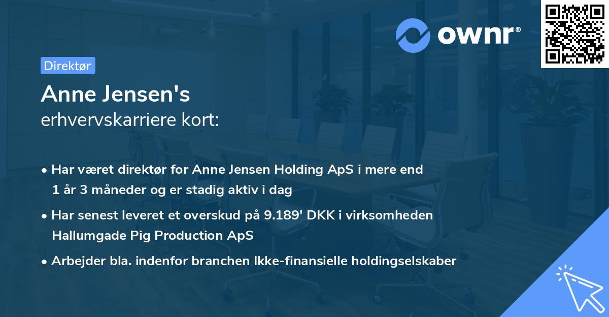 Anne Jensen's erhvervskarriere kort