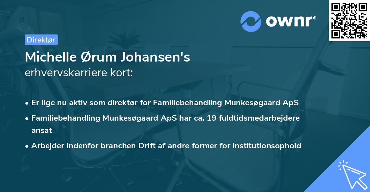 Michelle Ørum Johansen's erhvervskarriere kort