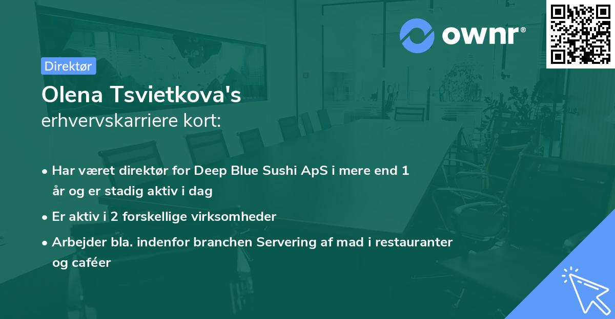 Olena Tsvietkova's erhvervskarriere kort