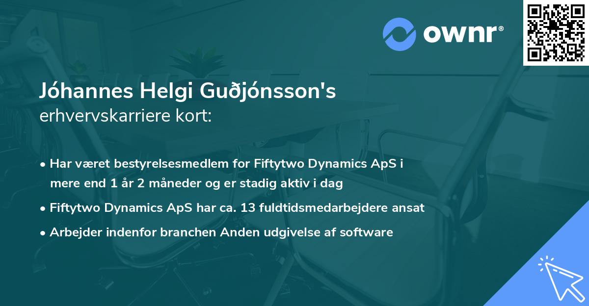 Jóhannes Helgi Guðjónsson's erhvervskarriere kort