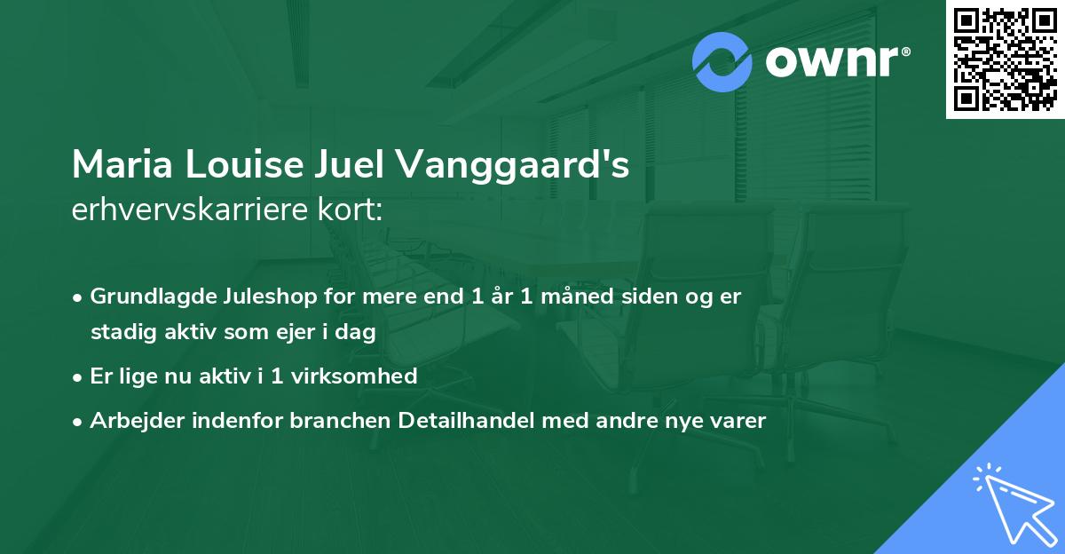Maria Louise Juel Vanggaard's erhvervskarriere kort