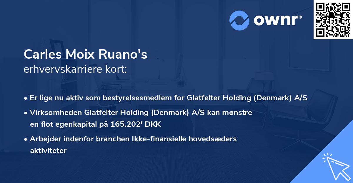 Carles Moix Ruano's erhvervskarriere kort