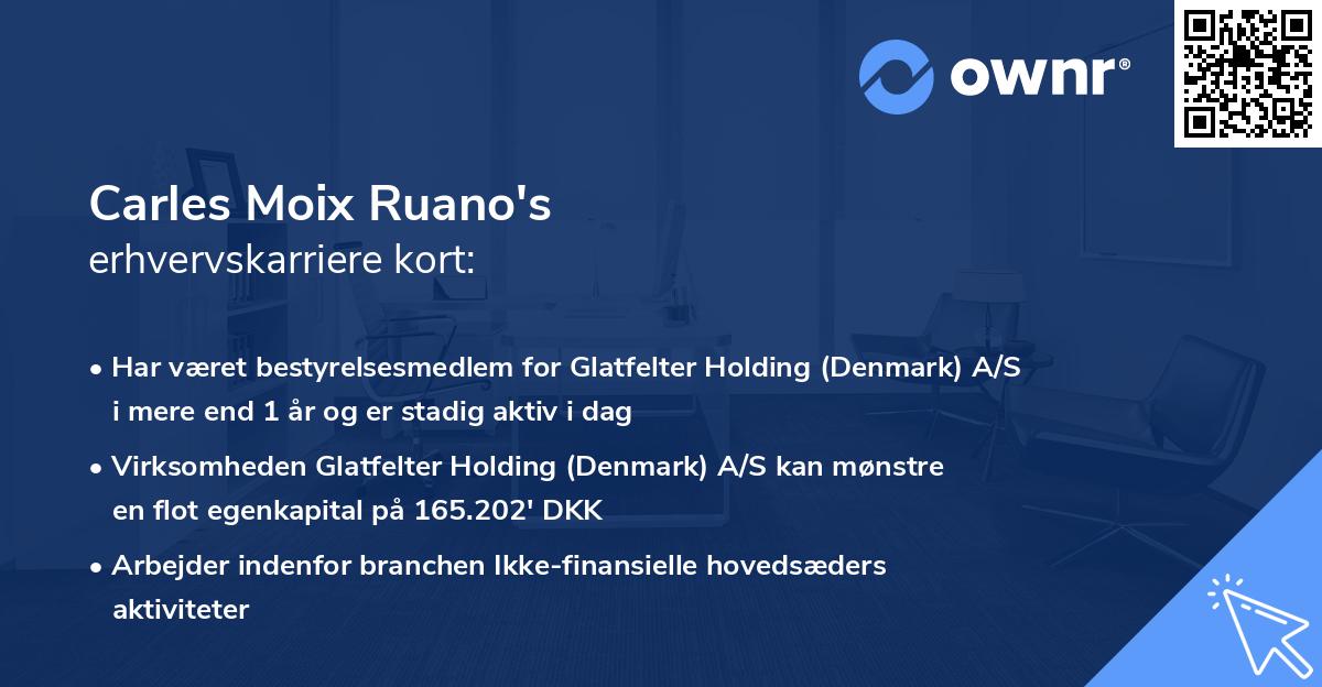 Carles Moix Ruano's erhvervskarriere kort