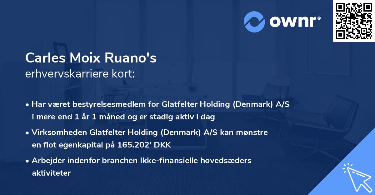 Carles Moix Ruano's erhvervskarriere kort