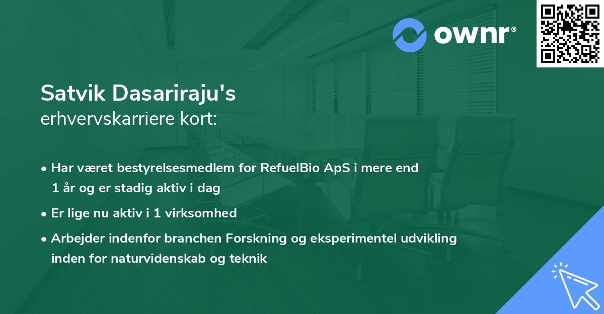 Satvik Dasariraju's erhvervskarriere kort