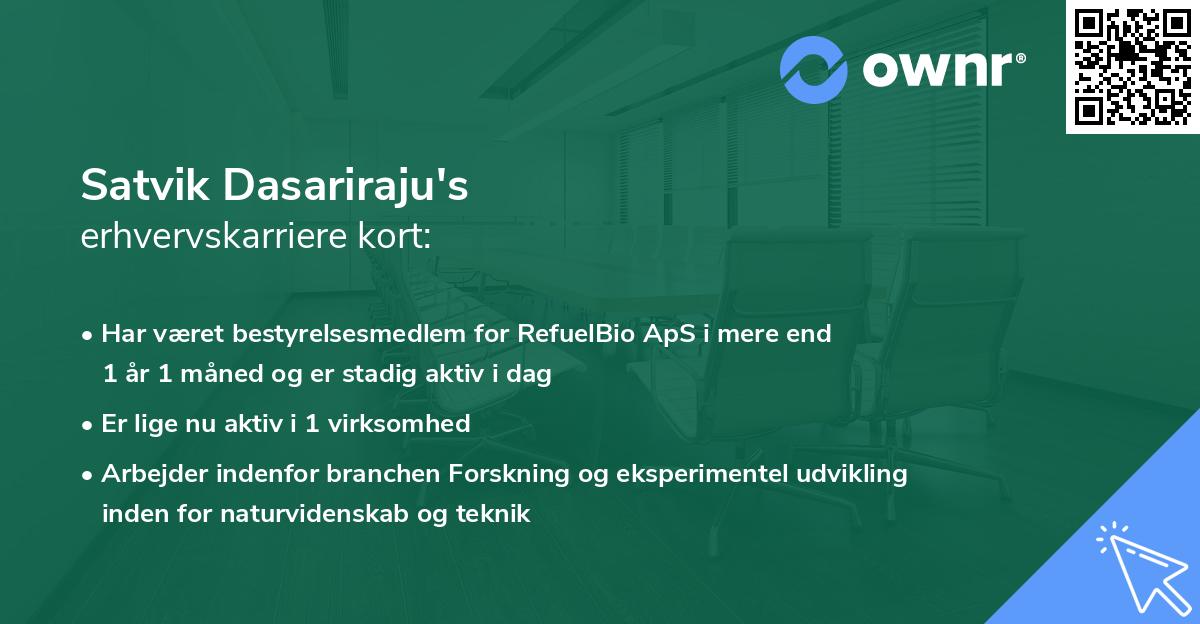Satvik Dasariraju's erhvervskarriere kort