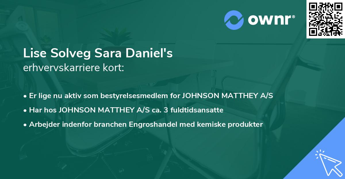 Lise Solveg Sara Daniel's erhvervskarriere kort