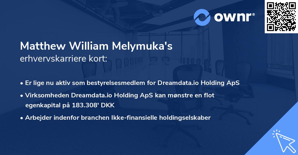Matthew William Melymuka's erhvervskarriere kort