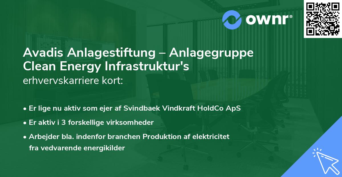 Avadis Anlagestiftung – Anlagegruppe Clean Energy Infrastruktur's erhvervskarriere kort