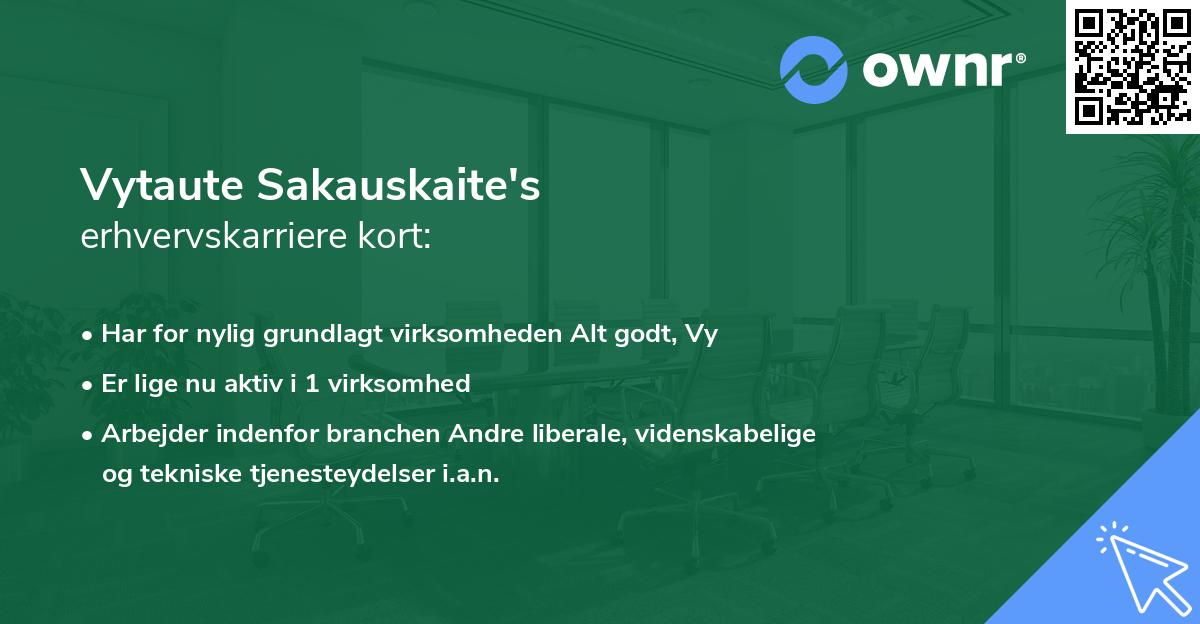 Vytaute Sakauskaite's erhvervskarriere kort