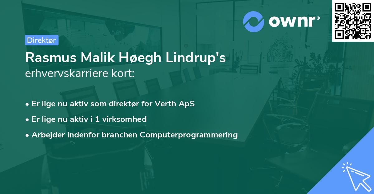 Rasmus Malik Høegh Lindrup's erhvervskarriere kort