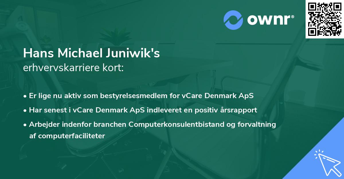 Hans Michael Juniwik's erhvervskarriere kort