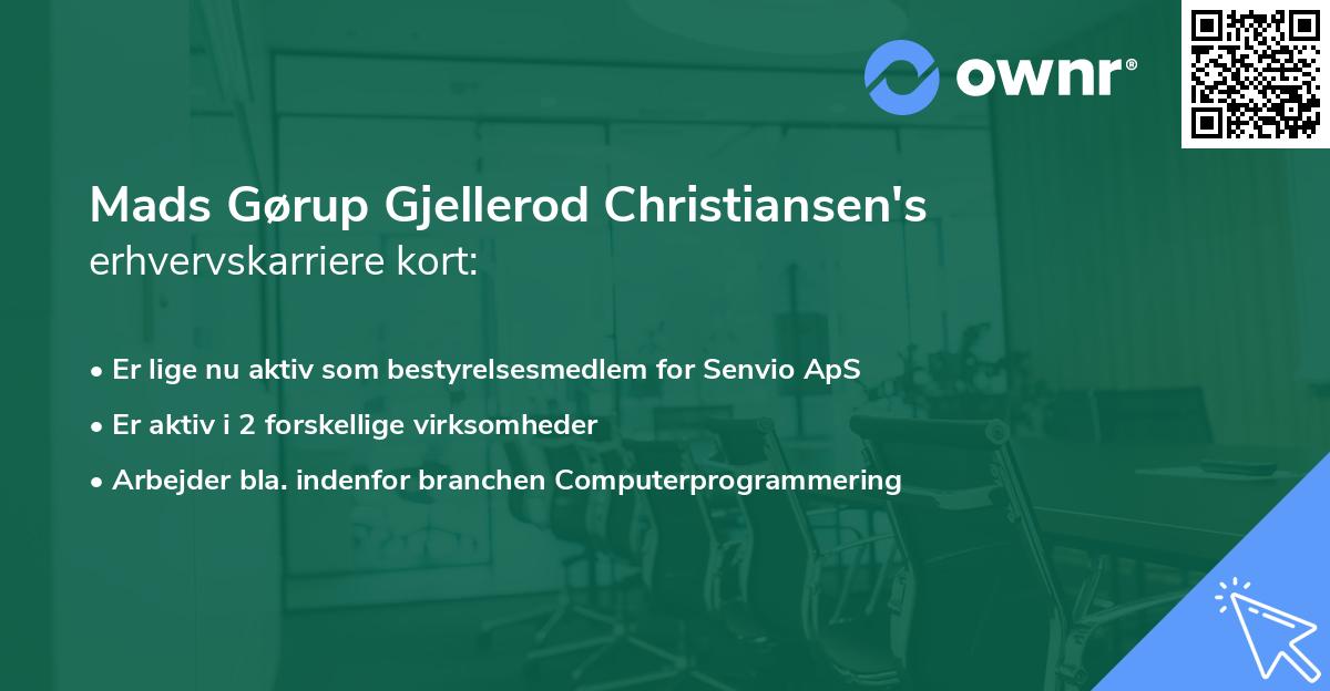 Mads Gørup Gjellerod Christiansen's erhvervskarriere kort