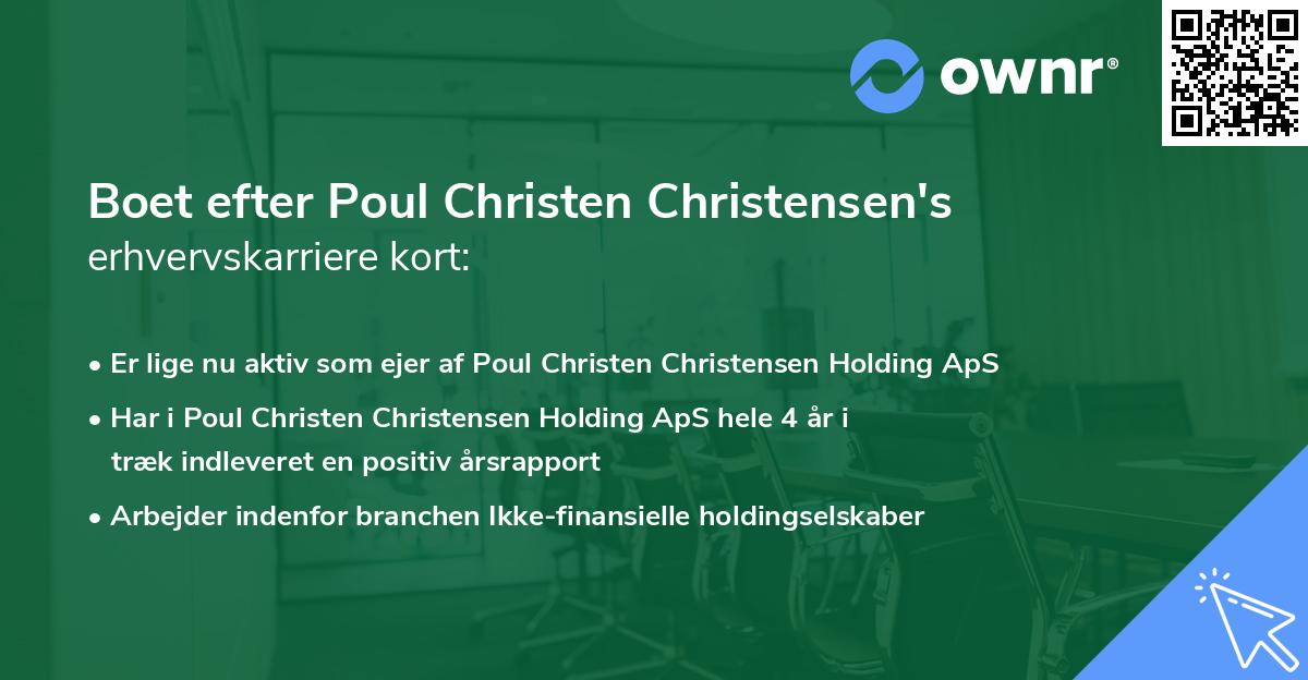 Boet efter Poul Christen Christensen's erhvervskarriere kort