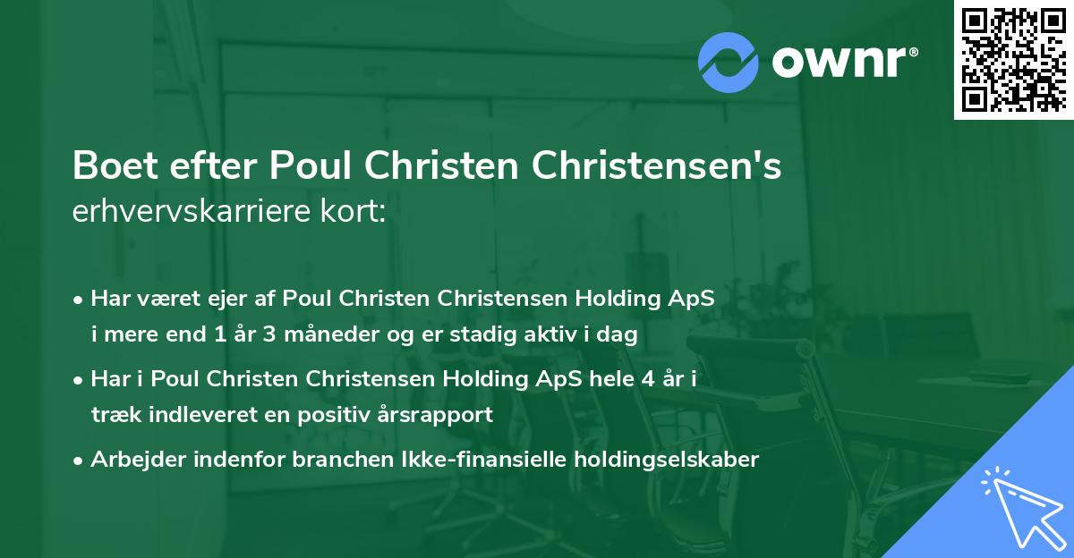 Boet efter Poul Christen Christensen's erhvervskarriere kort