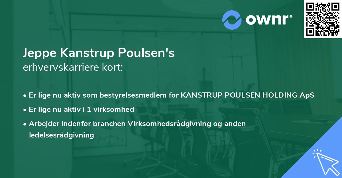 Jeppe Kanstrup Poulsen's erhvervskarriere kort