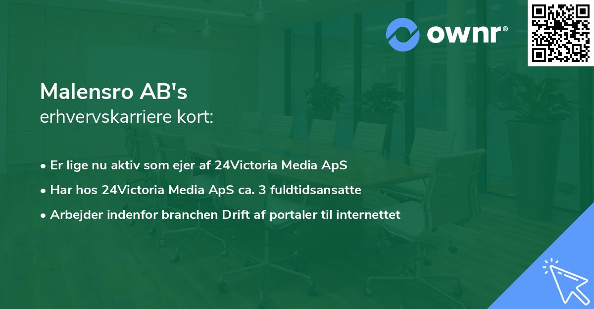 Malensro AB's erhvervskarriere kort