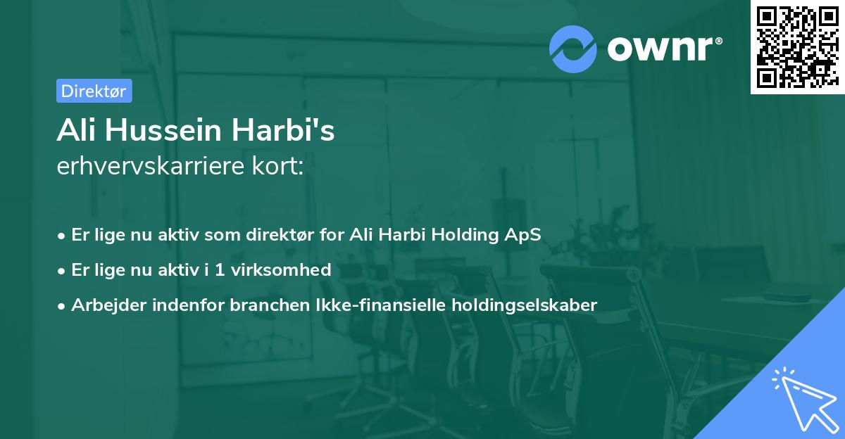 Ali Hussein Harbi's erhvervskarriere kort