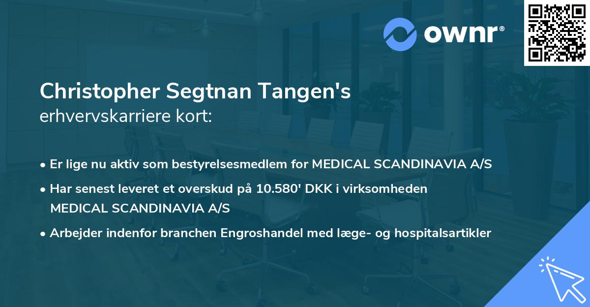 Christopher Segtnan Tangen's erhvervskarriere kort