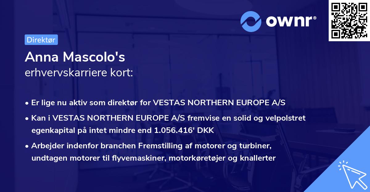 Anna Mascolo's erhvervskarriere kort