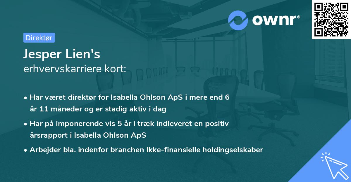 Jesper Lien's erhvervskarriere kort