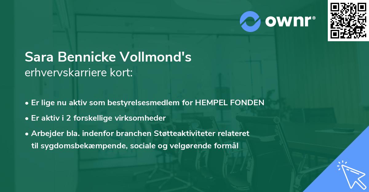 Sara Bennicke Vollmond's erhvervskarriere kort