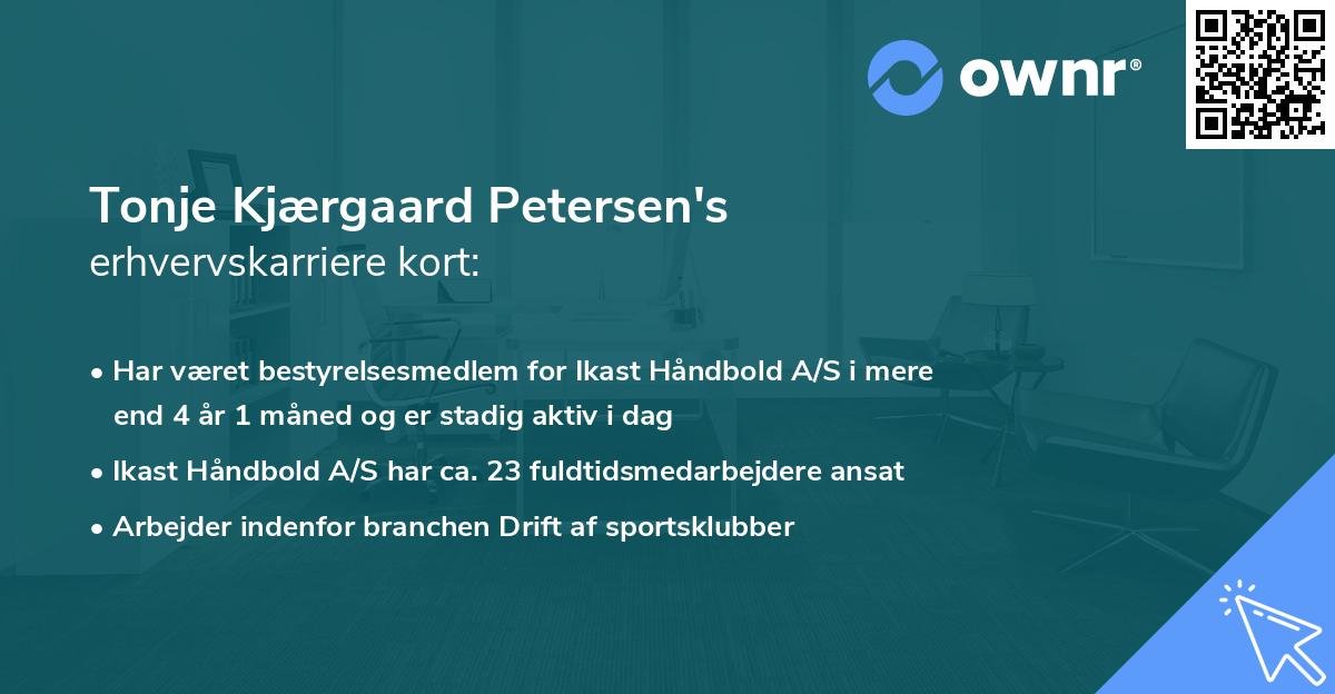 Tonje Kjærgaard Petersen's erhvervskarriere kort