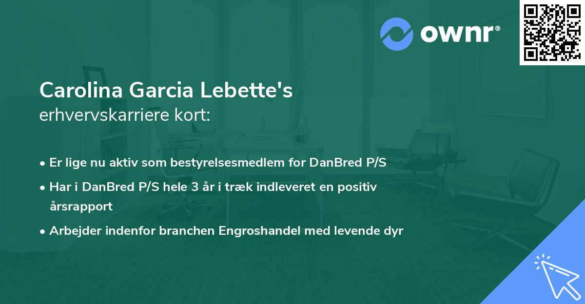 Carolina Garcia Lebette's erhvervskarriere kort