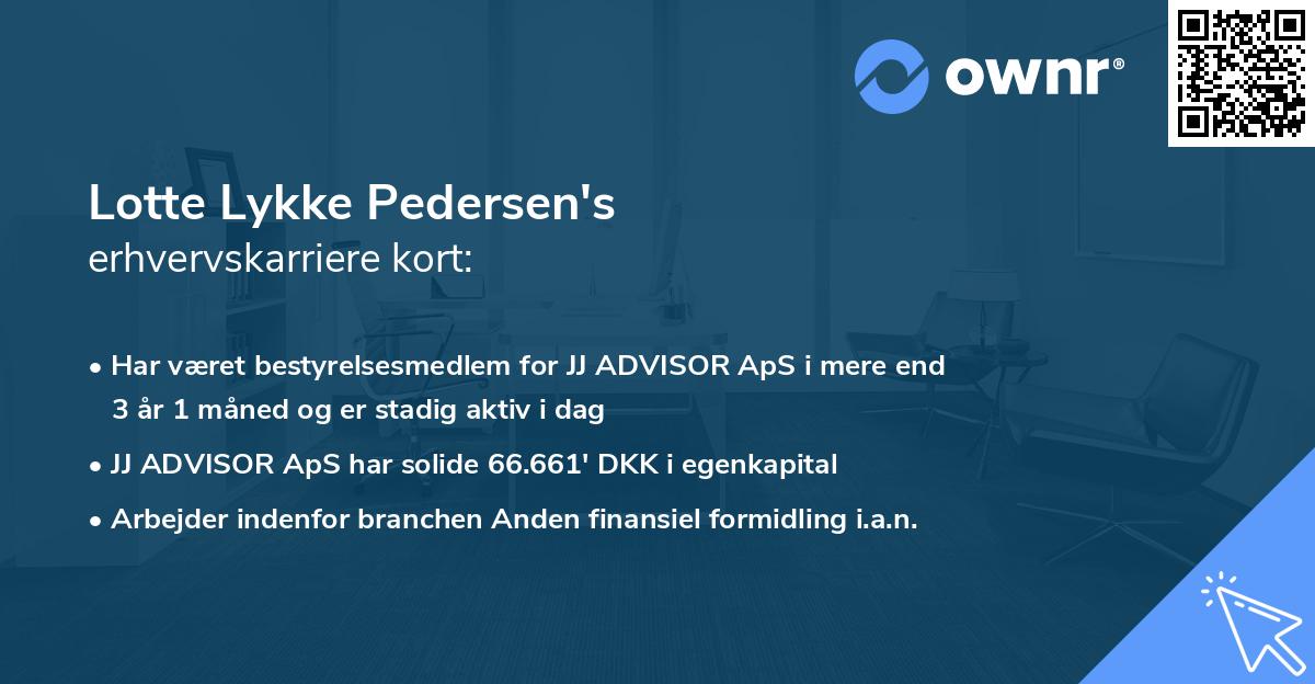 Lotte Lykke Pedersen's erhvervskarriere kort