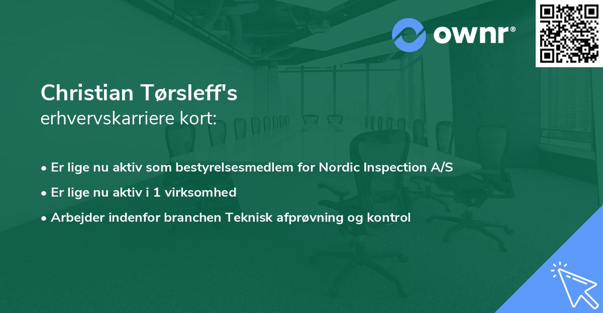 Christian Tørsleff's erhvervskarriere kort