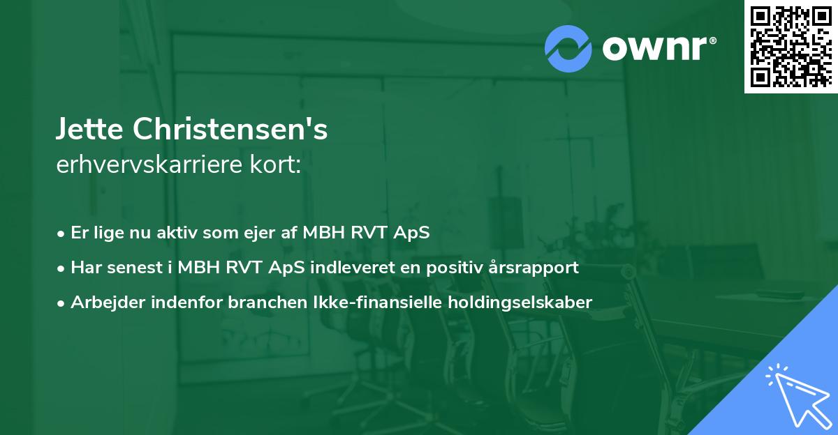 Jette Christensen's erhvervskarriere kort