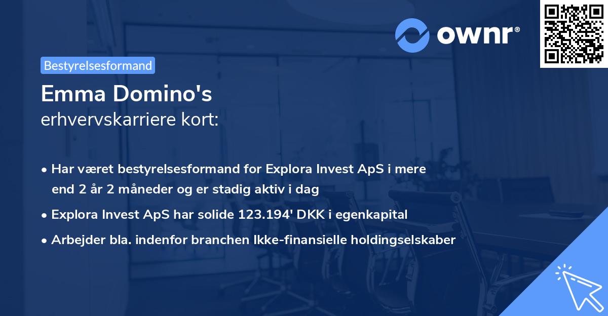 Emma Domino's erhvervskarriere kort