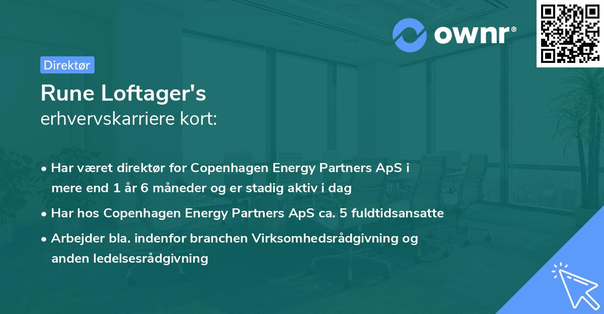 Rune Loftager's erhvervskarriere kort