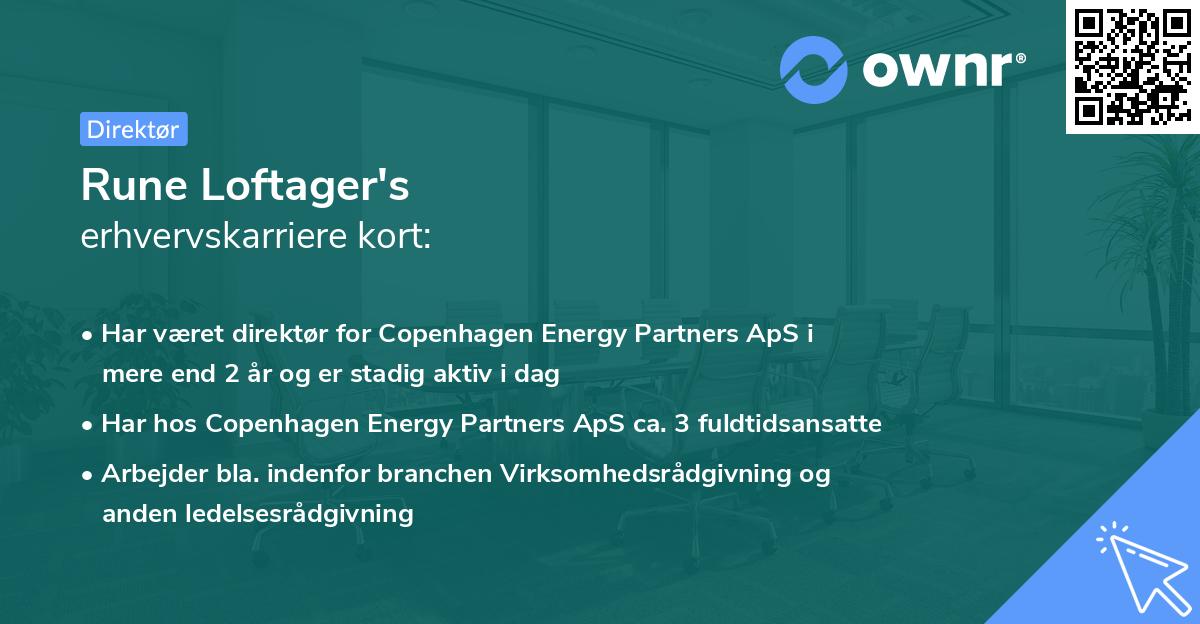 Rune Loftager's erhvervskarriere kort